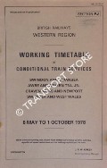 Working Timetable of Conditional Train Services - Section PJ - Swindon and Swansea; Awre and Severn Tnl. Jn; Craven Arms and Newport; Swansea and West Wales, 8 May to 1 October 1978 by British Railways Western Region
